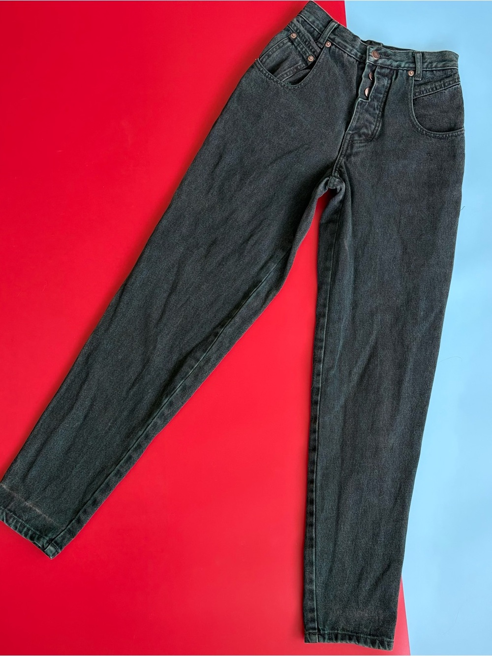 Vintage Stefano International High Rise Mom Jeans Size 4 Dark Green Acid Wash